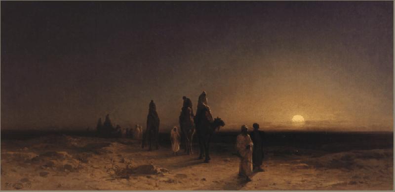 Karl Friedrich Christian Welsch Crossing the Desert at Sunset, Sweden oil painting art